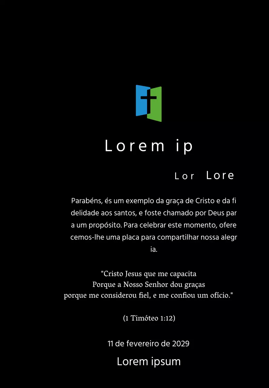 Conceito de placa com logótipo de igreja