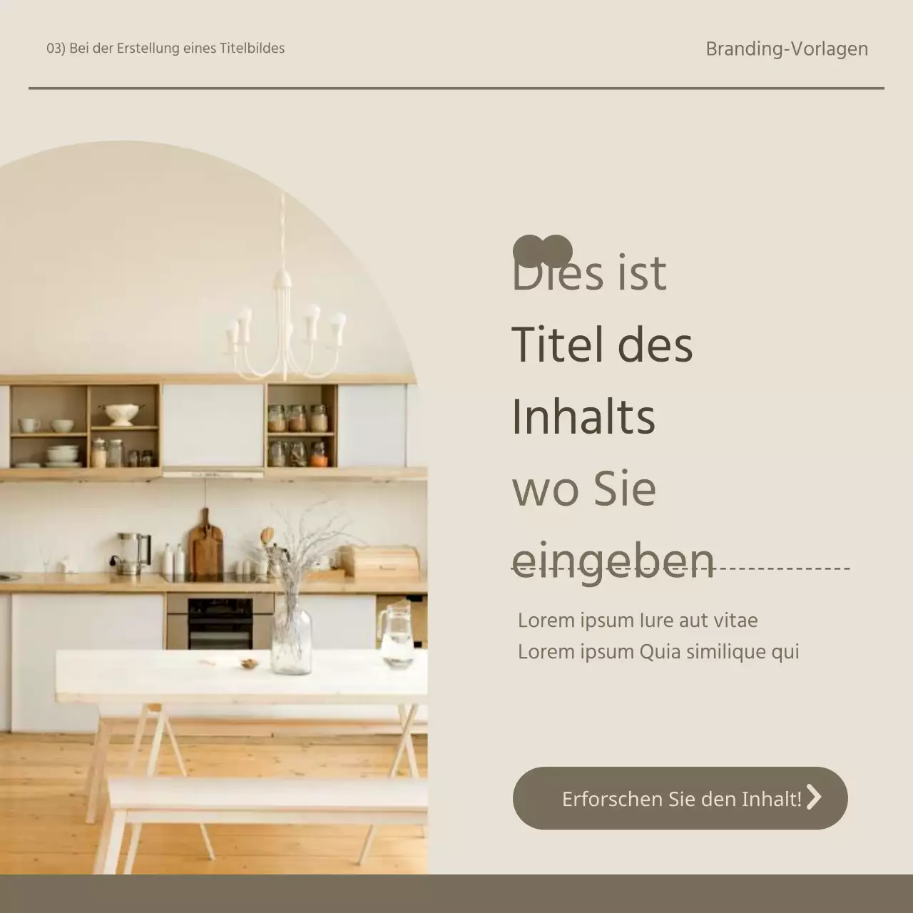 Werbung für ein einfaches Interieur-Branding-Kit in Khaki und Beige