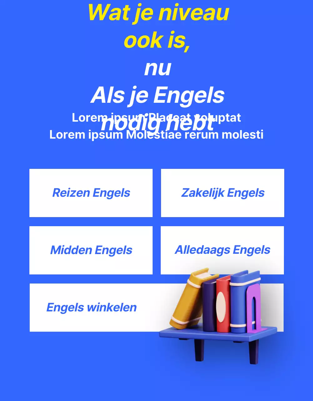 Een kitscherige blauw met gele Engelse les promoten