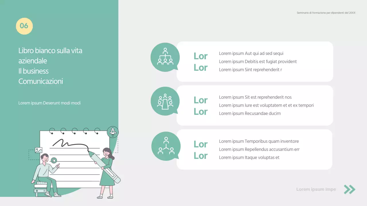 Materiale di formazione verde e semplice per il seminario di onboarding dei nuovi assunti