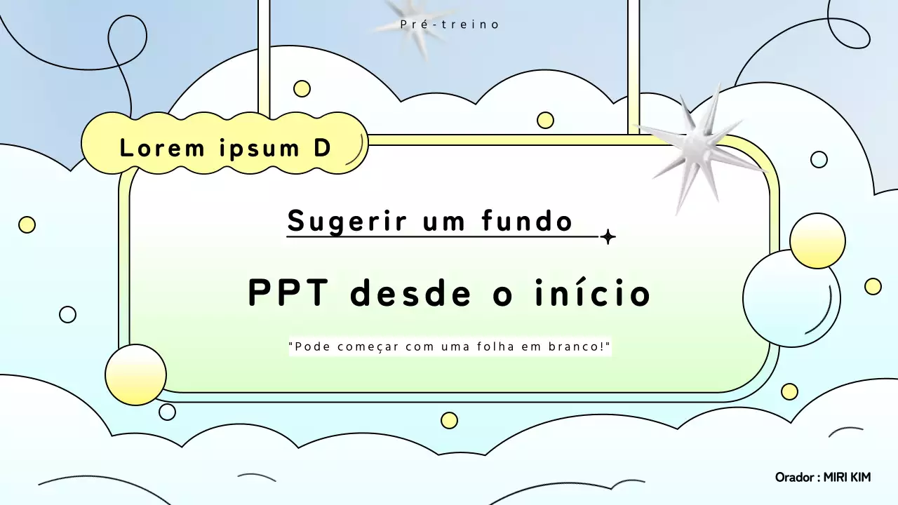 Apresentação de uma proposta de fundo azul claro e amarelo