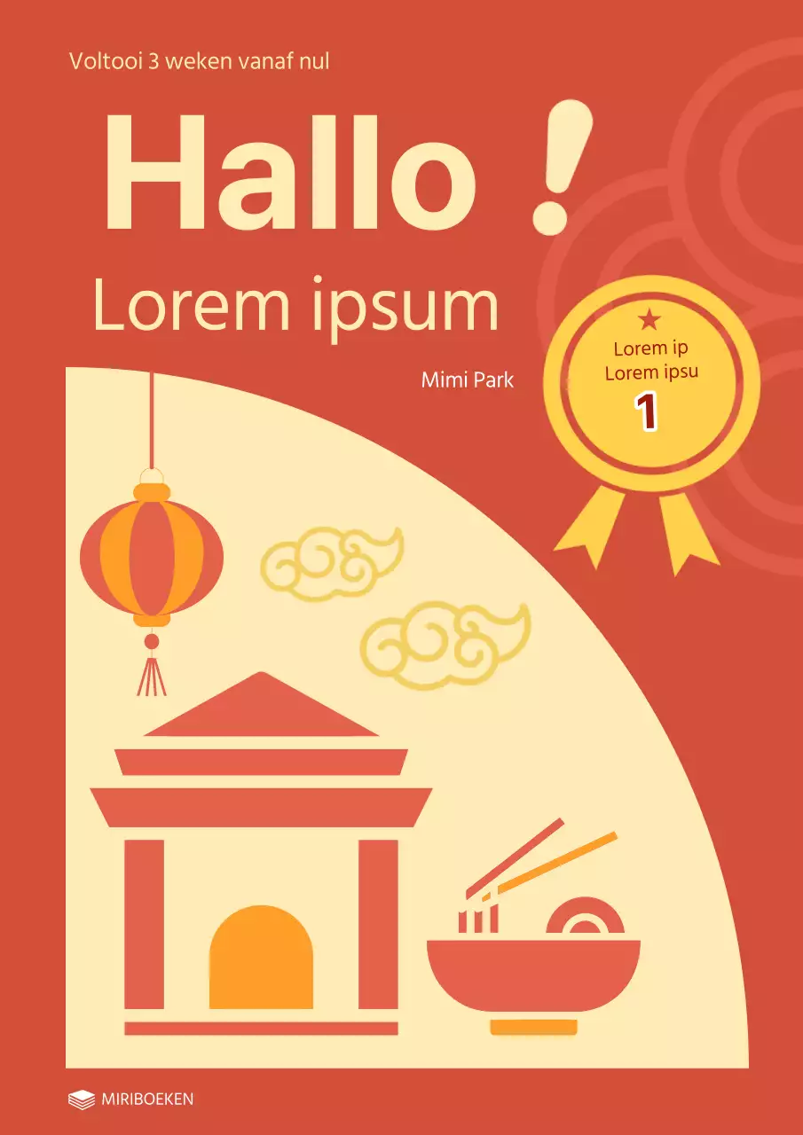 Oosterse Chinese tekstboekomslag in rood en geel