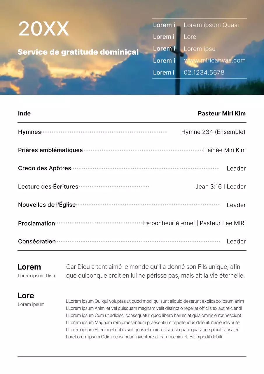 Annonces simples en noir et blanc pour le bulletin d'action de grâce du dimanche