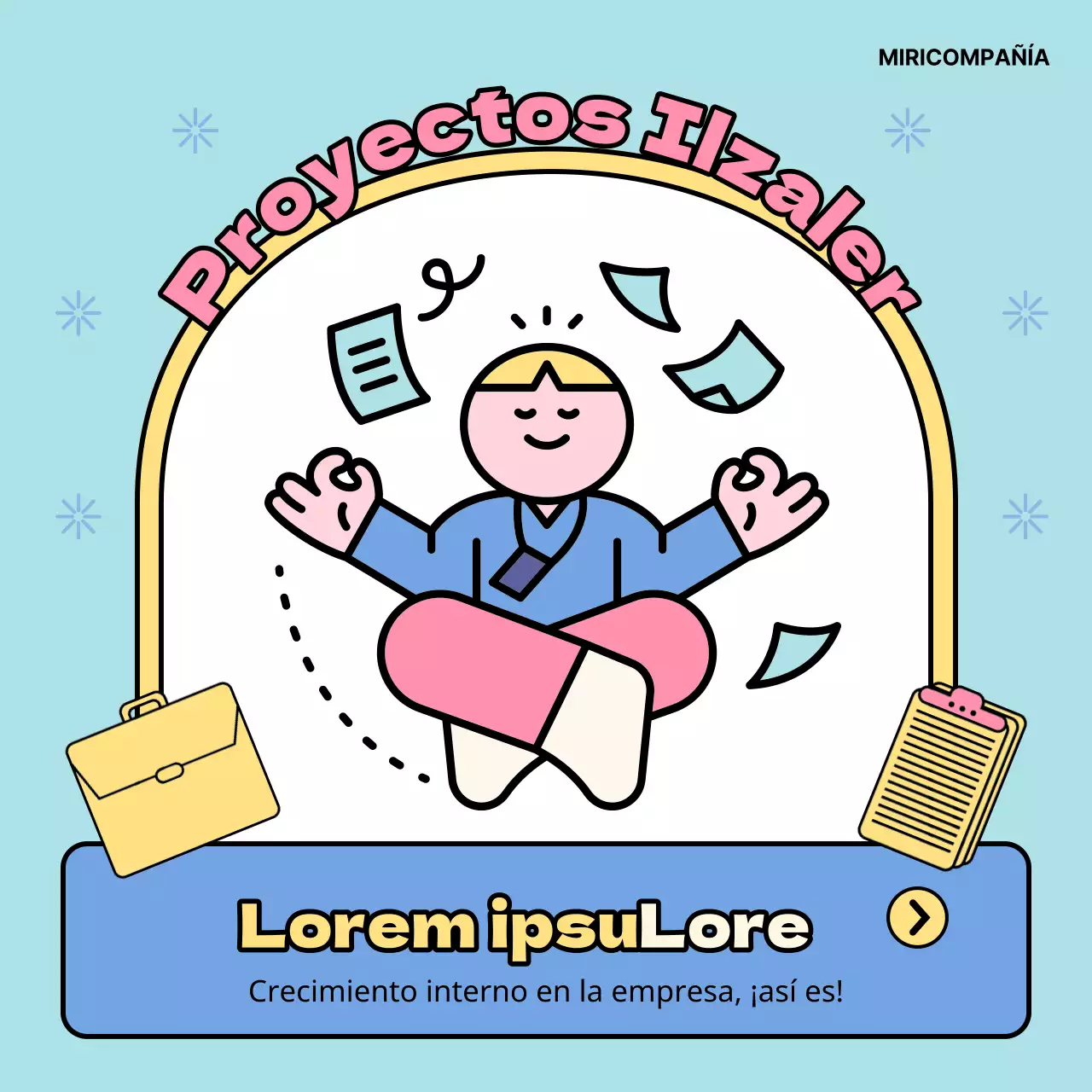 Guía de programas sencillos de formación empresarial en azul claro y amarillo