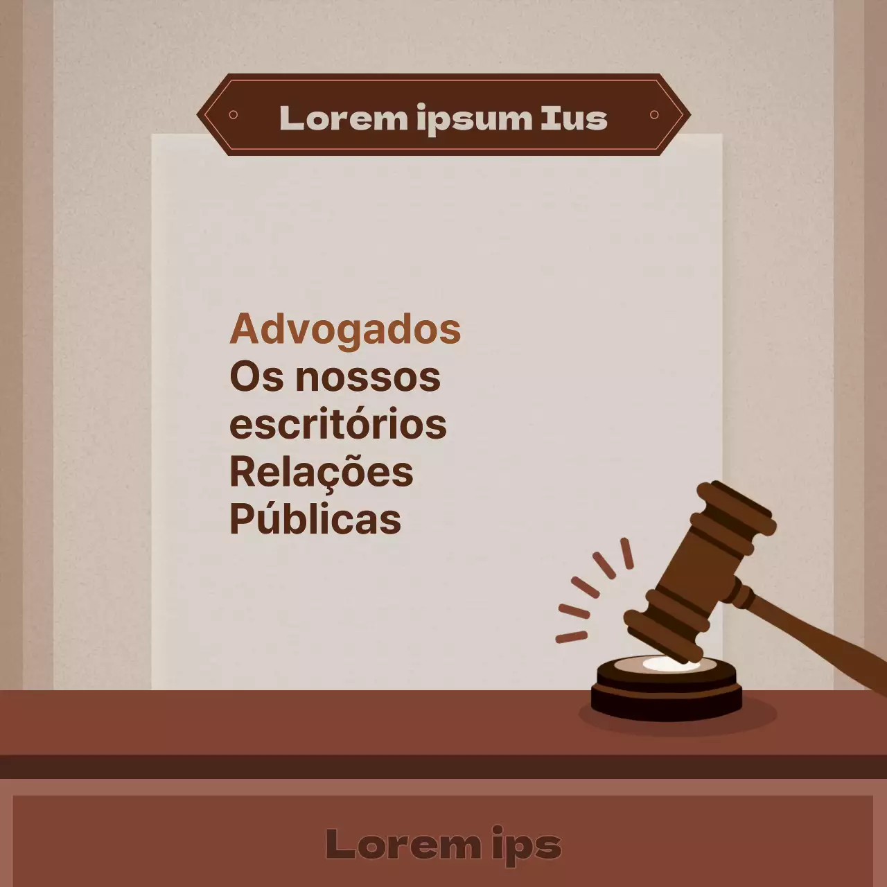 Promover um escritório de advogado simples em bege e castanho
