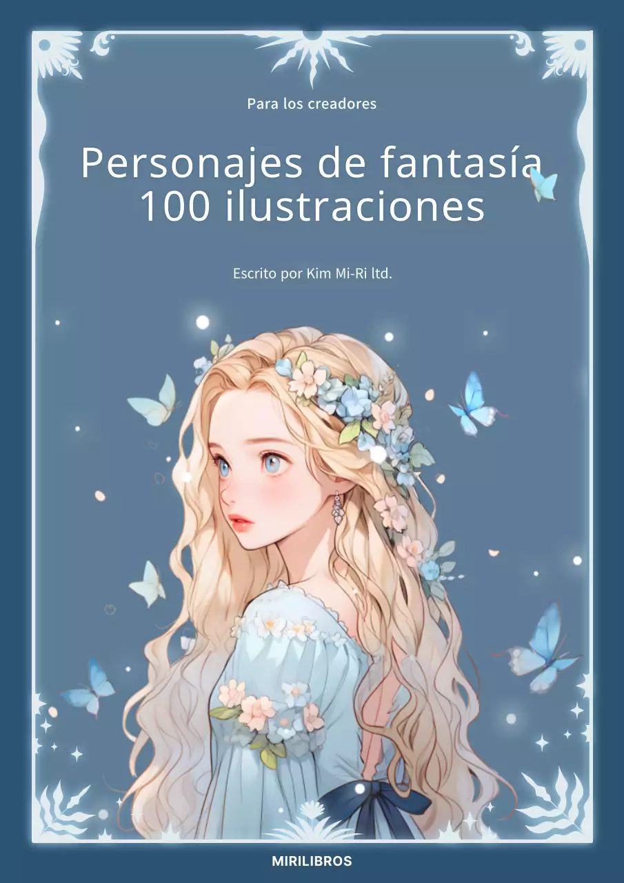 Portada del libro con ilustraciones de personajes fantásticos en azul marino