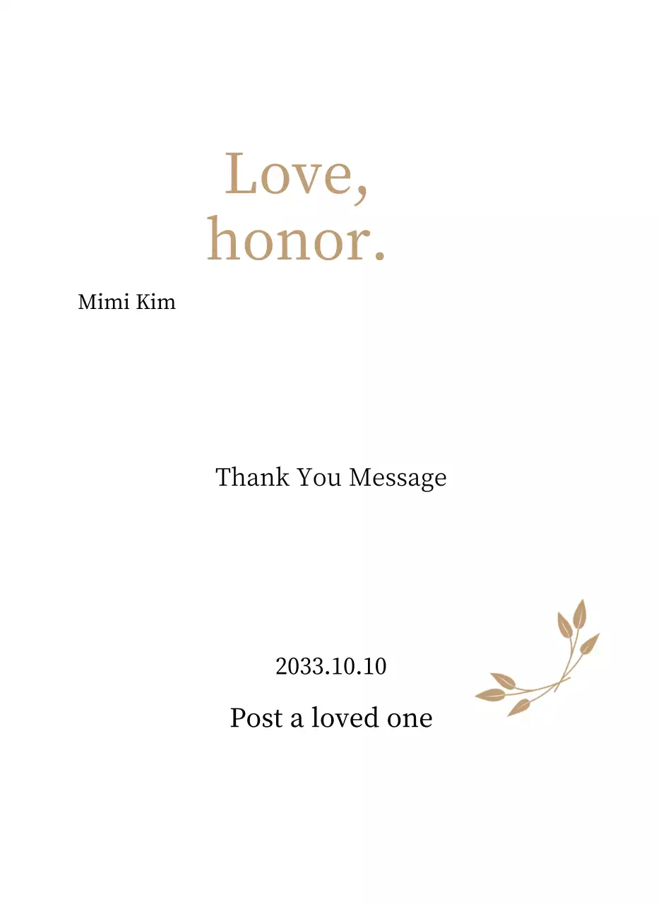 Plakat ucapan terima kasih yang berkelas dengan emas dan dedaunan