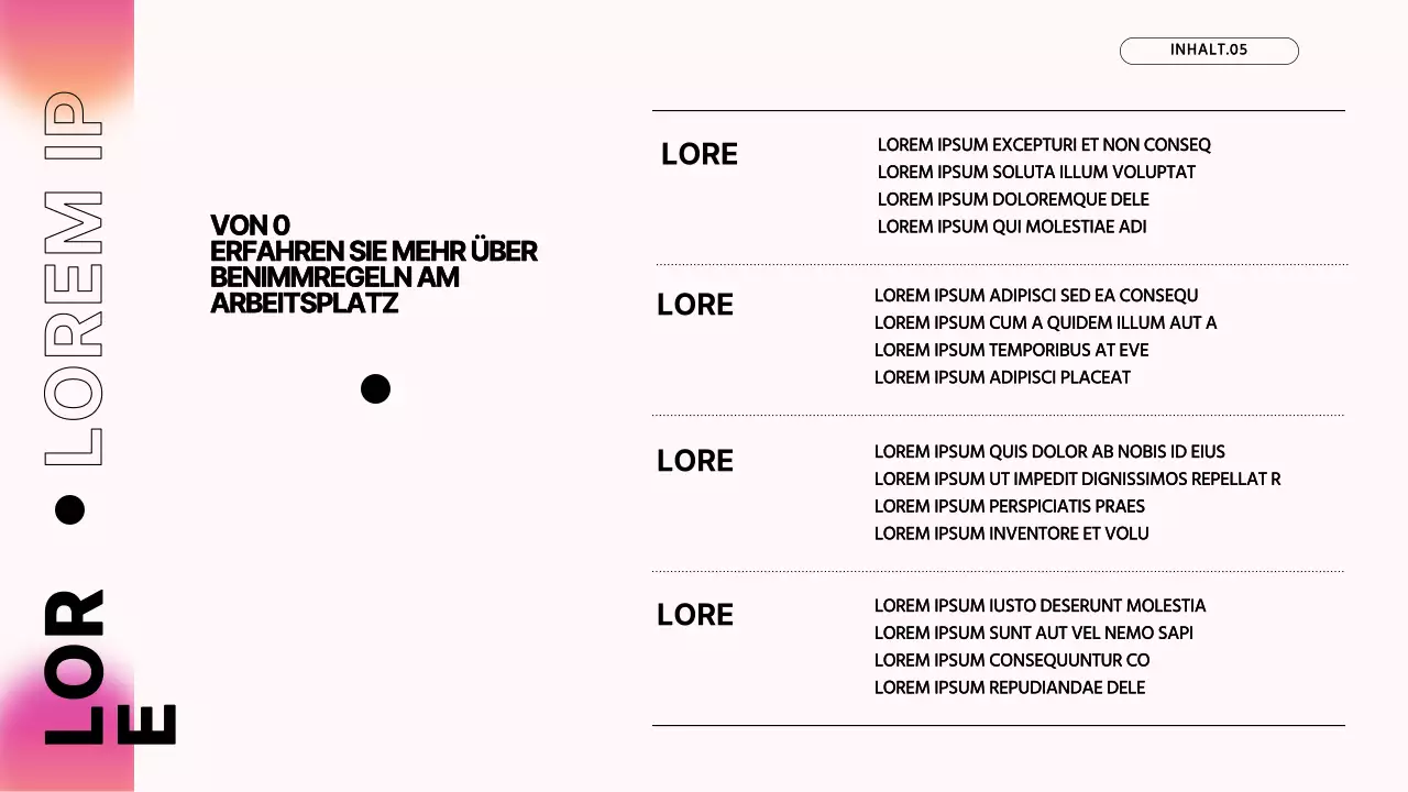 Pink's Modern Company Seminar für neue Mitarbeiter Schulungsunterlagen