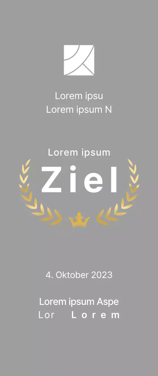 Siegerplakette des Wettbewerbskonzepts mit Lorbeerlinien und Kronenillustration