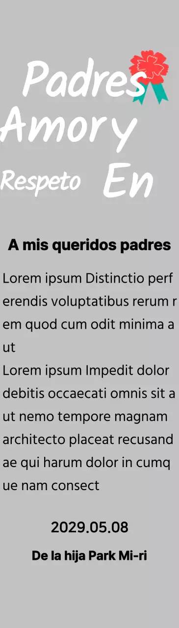 Caligrafía del Día de la Madre con ilustración de clavel rojo