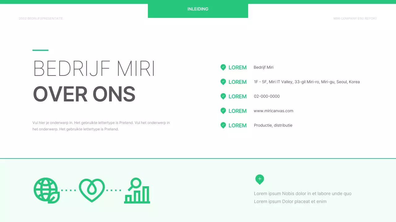 Een eenvoudig ESG-bedrijfsrapport in chartreuse en wit