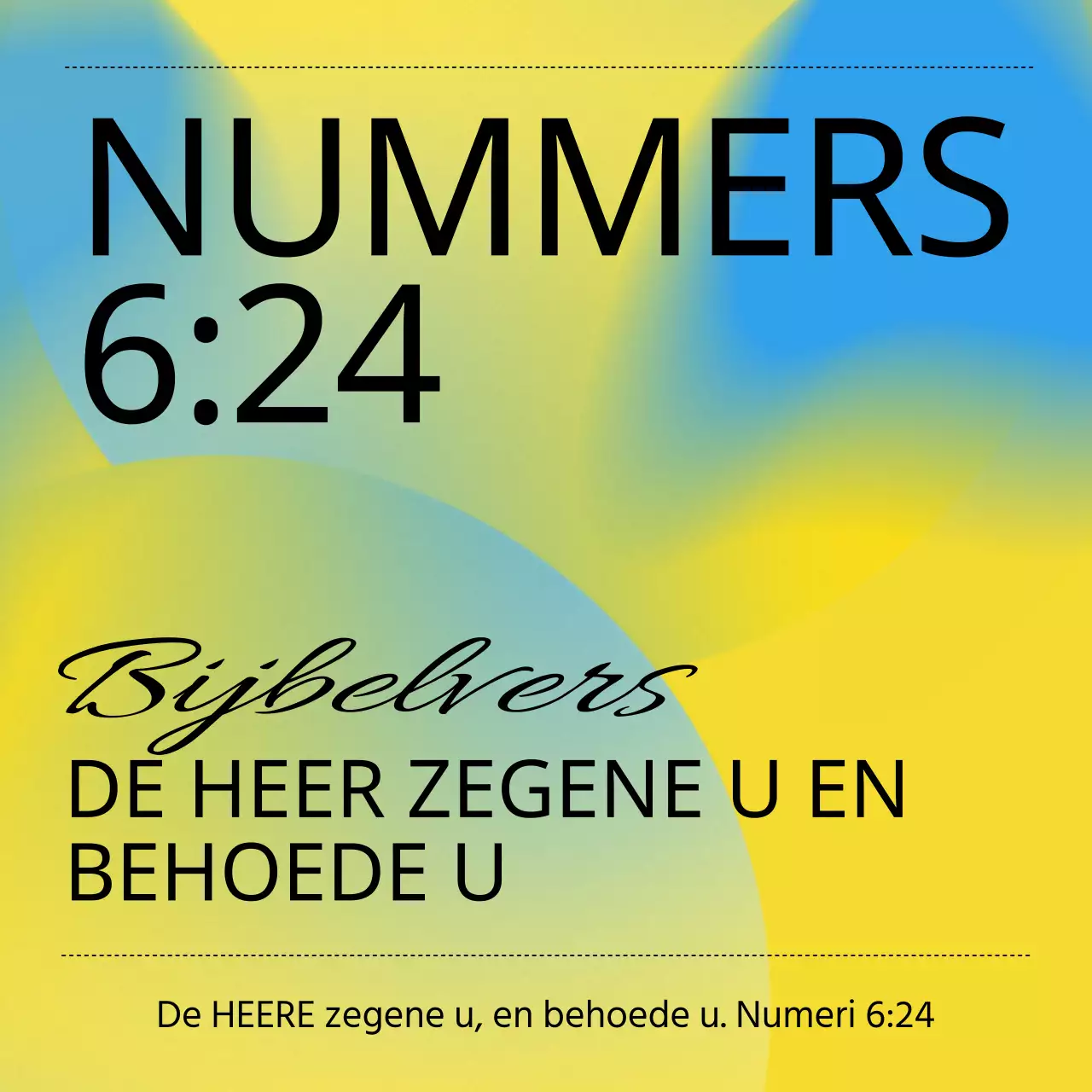 Eenvoudige christelijke bijbelvers in geel en lichtblauw