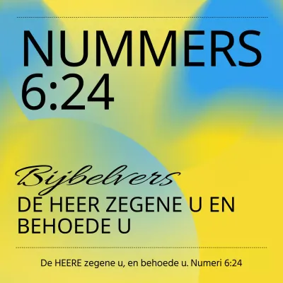 Eenvoudige christelijke bijbelvers in geel en lichtblauw