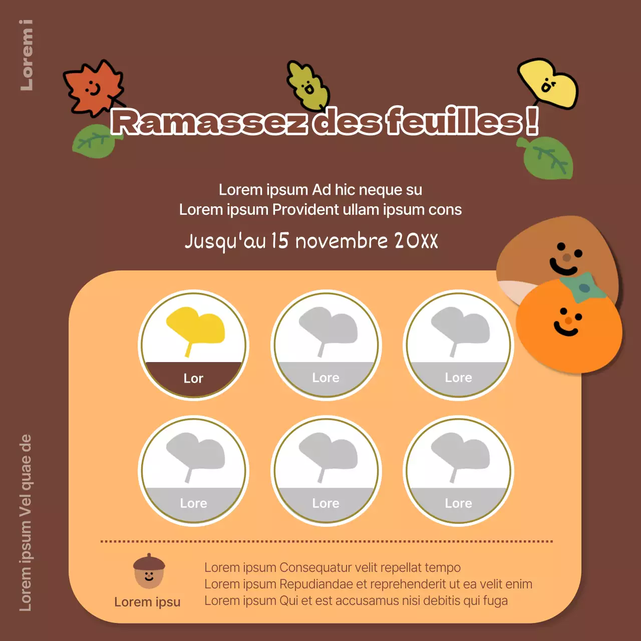 Annonce de timbres d'automne jaune et marron