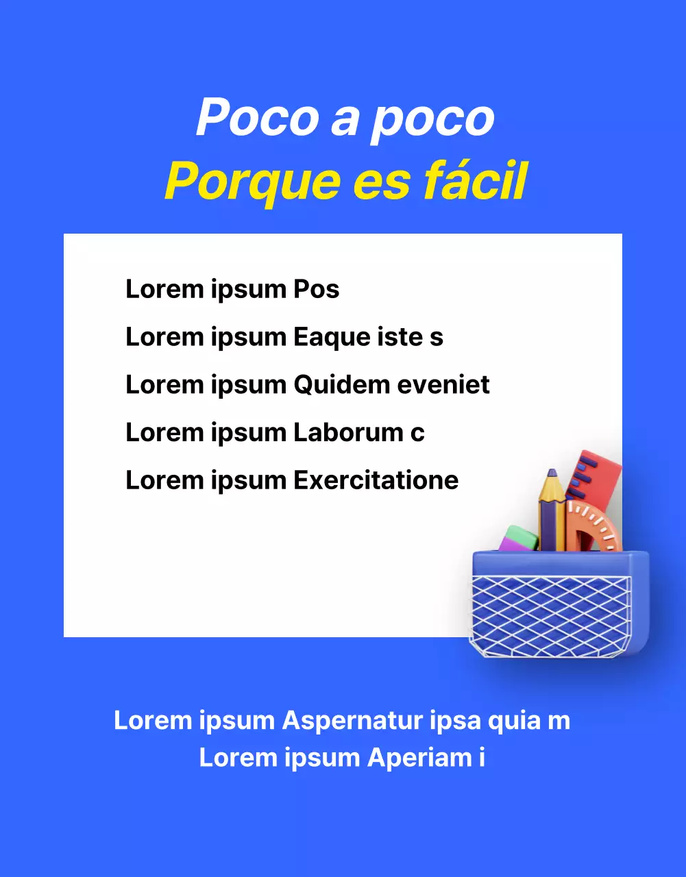 Promociona una oferta kitsch de clases de inglés en azul y amarillo