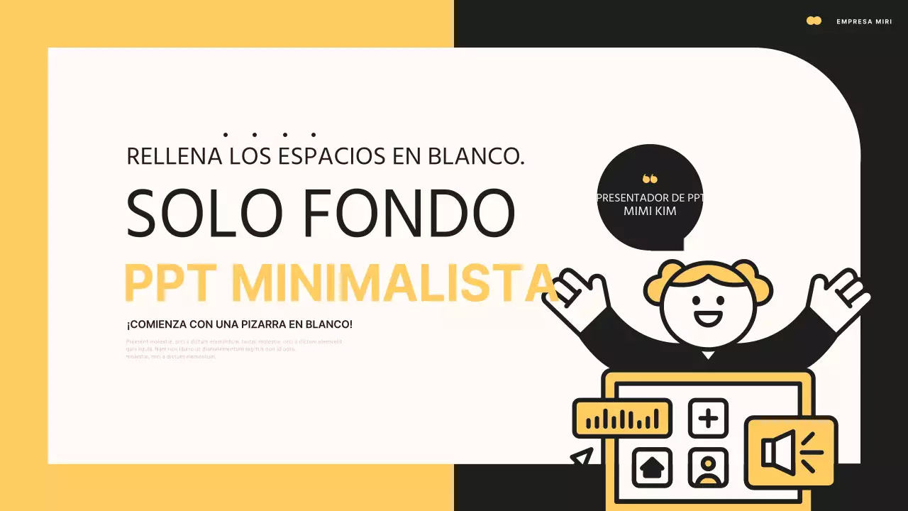 Presentación minimalista en amarillo y negro