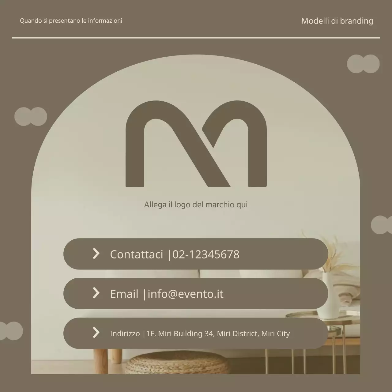 Promuovere un semplice kit di marca per interni in kaki e beige