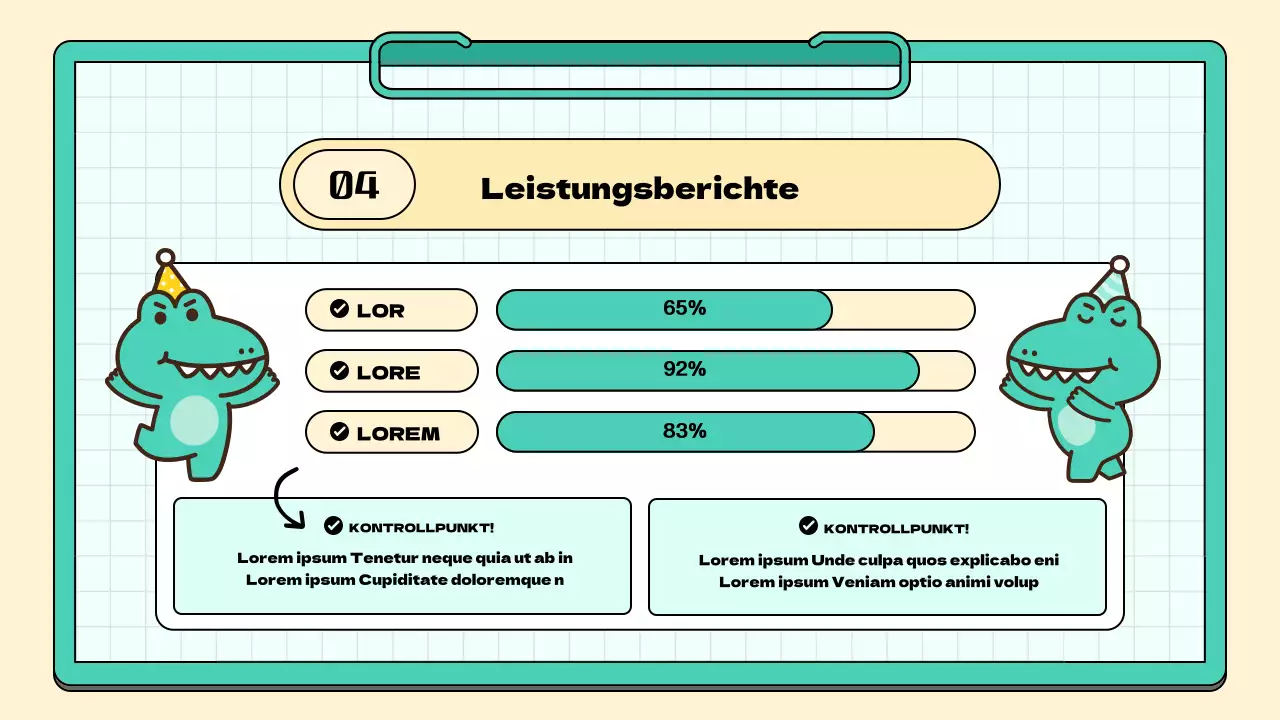 Ein einfacher Bericht über die Sitzung der Marketingstudie für mintfarbene und gelbe Unterstützer