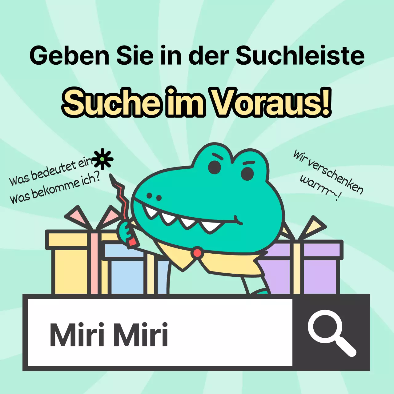 Ankündigungen von Argo, einer kitschigen Figur mit mintfarbenem Hintergrund