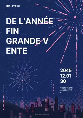 Promouvoir les ventes pendant les fêtes avec un concept de feux d'artifice bleu marine et moderne