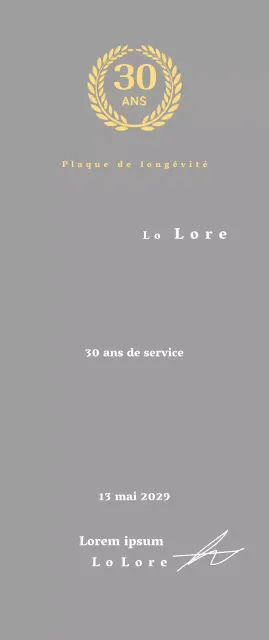 Plaque d'entreprise pour longs états de service avec symbole de laurier