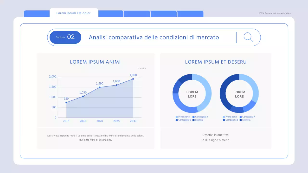 Una ricerca di mercato minimalista in azzurro