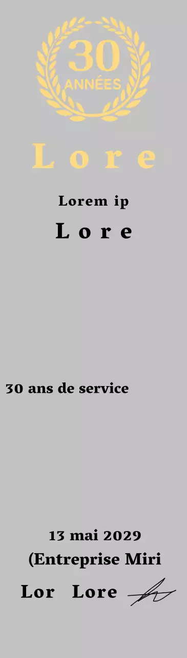 Plaque d'entreprise pour longs états de service avec symbole de laurier