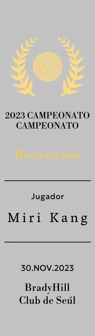 Placa de ganador de hoyo en uno con bola de golf e ilustración de corona de laurel