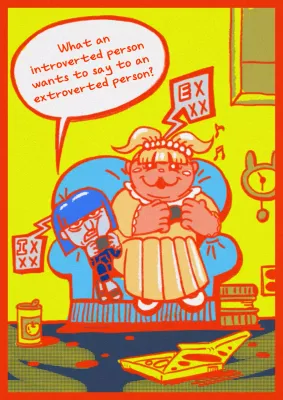 Yellow Comic Introversion Meme Poster