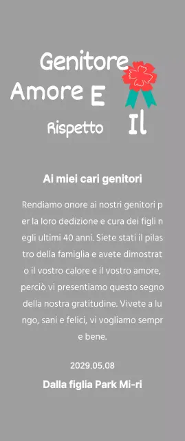 Calligrafia per la festa della mamma con illustrazione di garofano rosso