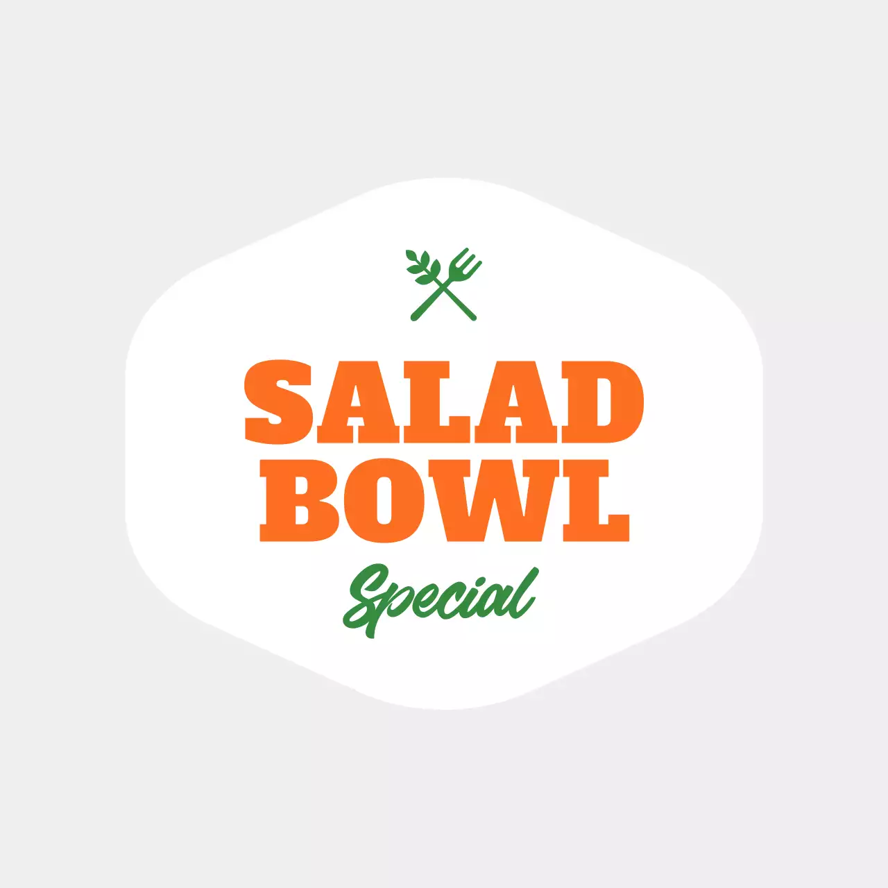 Stylish salad point signage in orange and green.