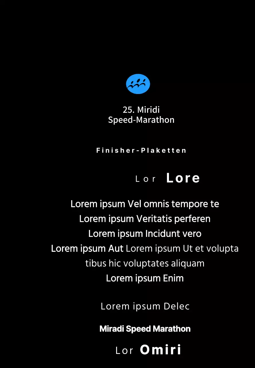 Marathon-Konzept Finisher-Plakette mit einfachem Logo