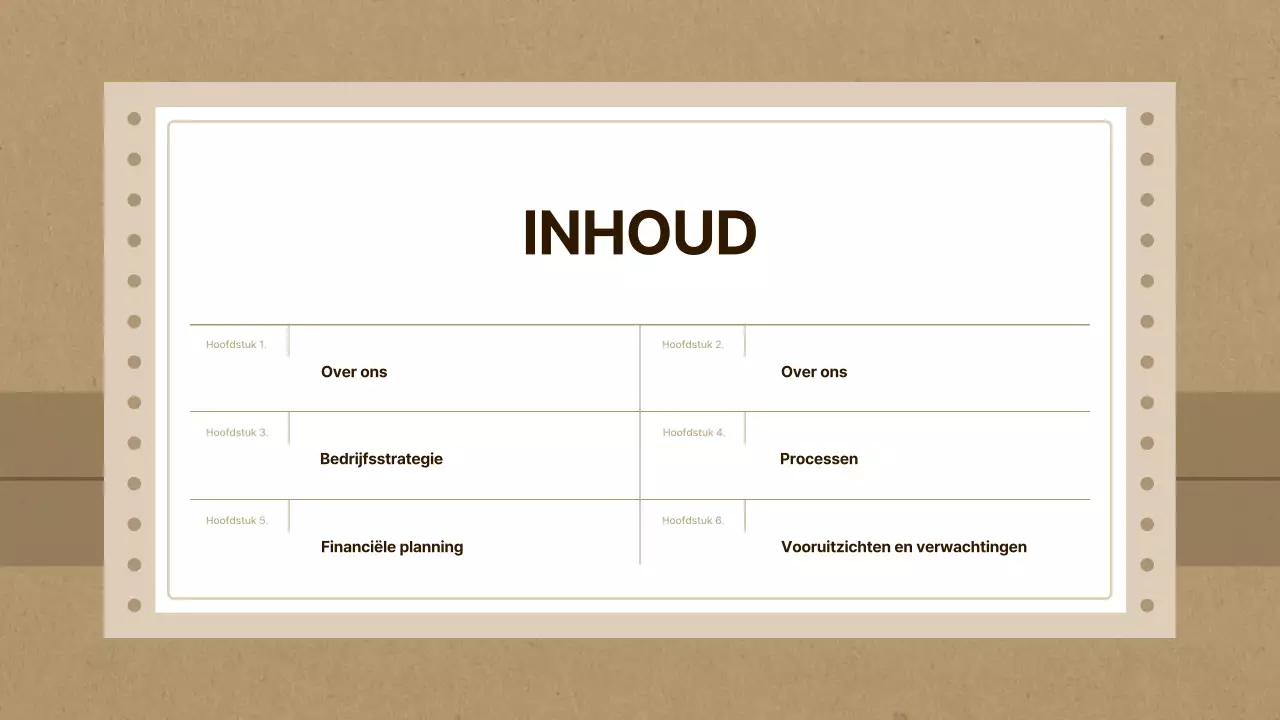 Eenvoudig bedrijfsplan voor koeriersbedrijf in bruin en beige