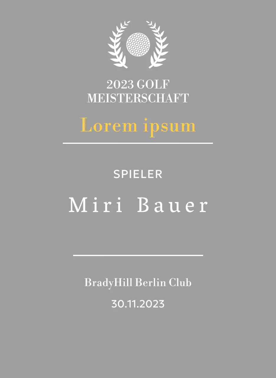 Golf Hole-in-One-Spieler-Siegerplakette mit Golfball und Lorbeerkranz Illustration