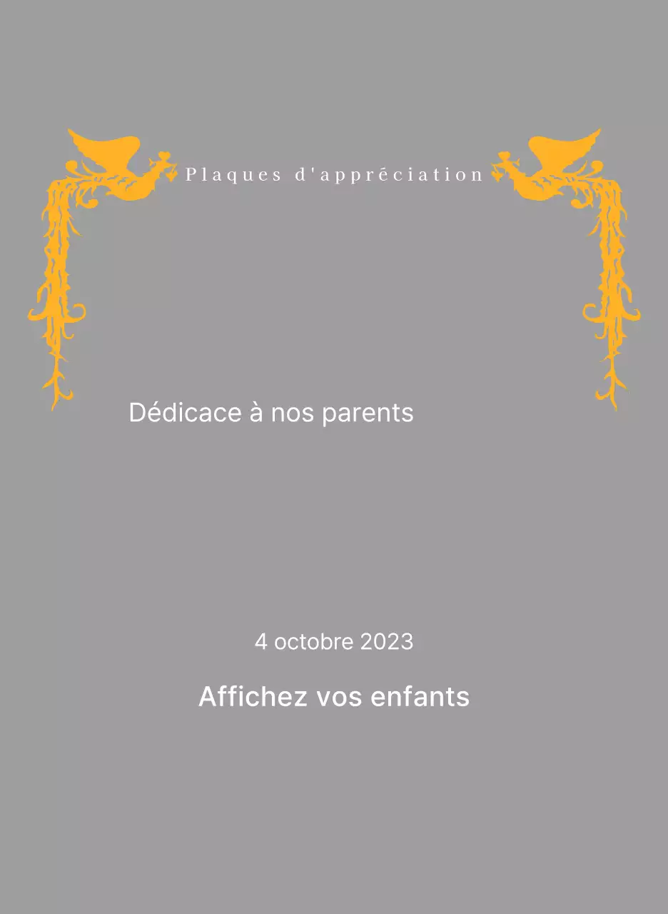 Plaque de remerciement sur le thème de la fête des mères avec illustration d'un phénix