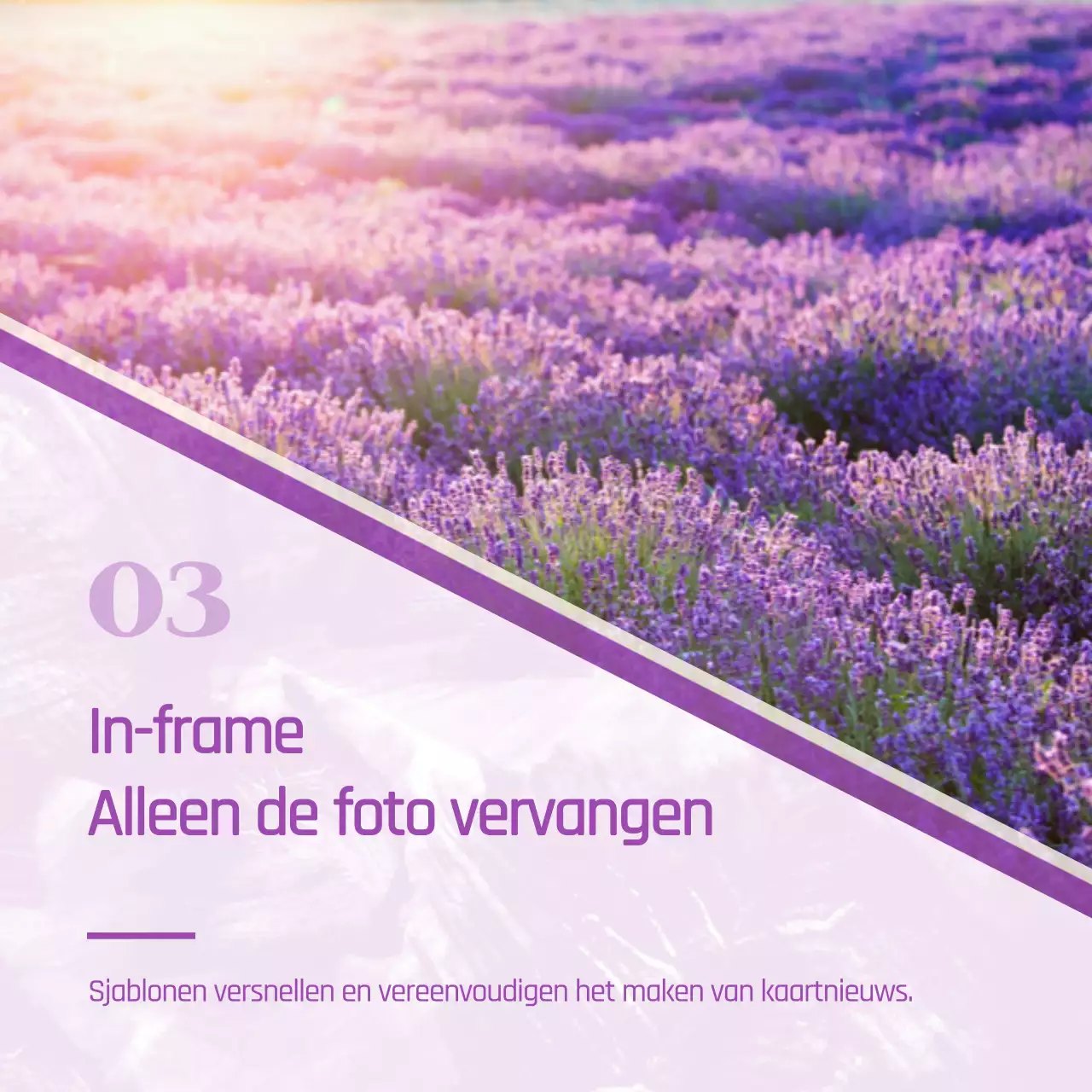 Een minimalistische marketingpost in paars