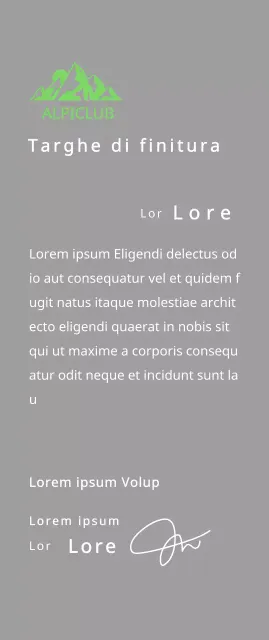 Targa per i finisher di un club di montagna con il concetto di logo del club e illustrazione di una montagna verde