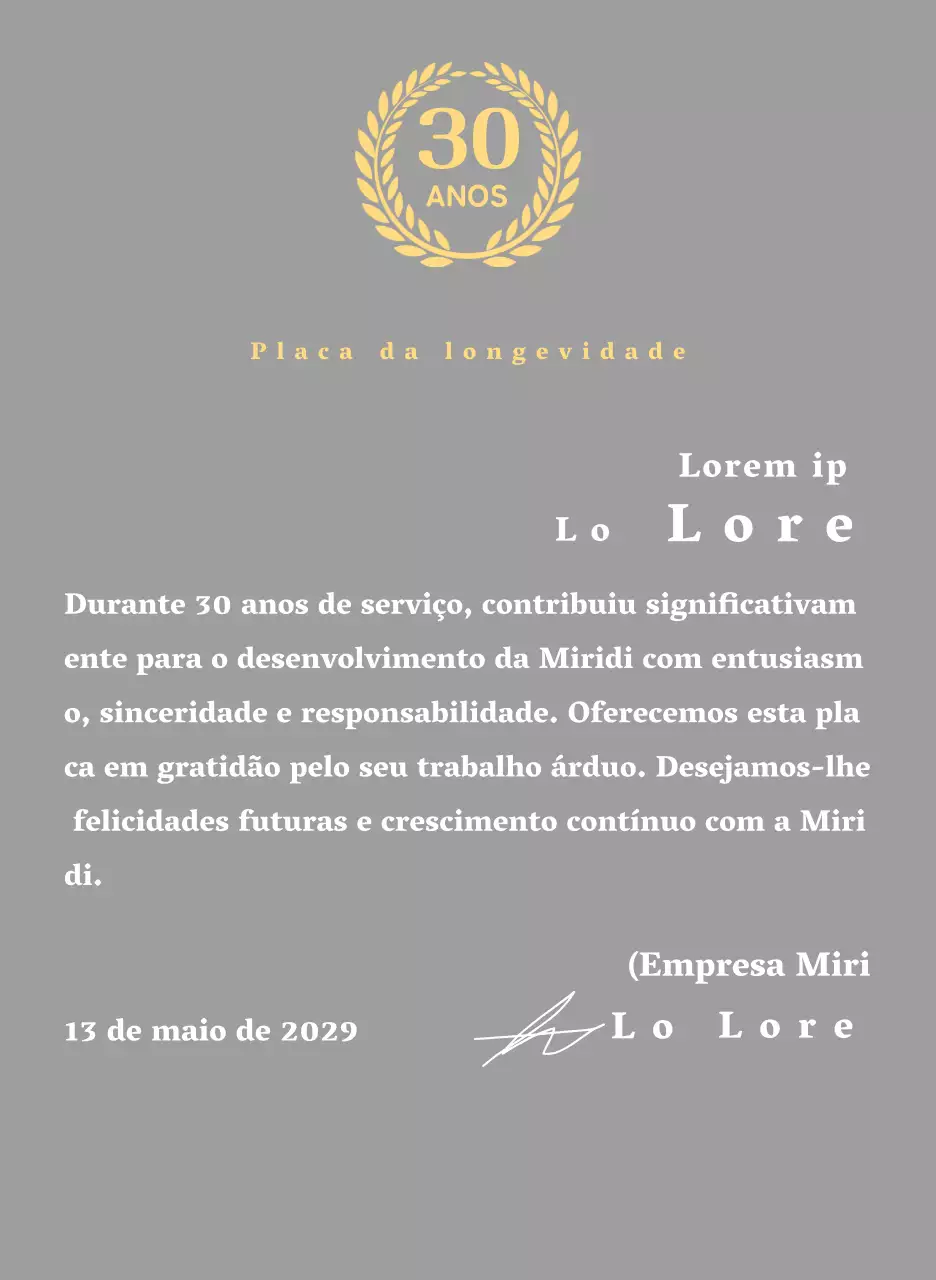 Placa de serviço longo empresarial com conceito de símbolo de louro