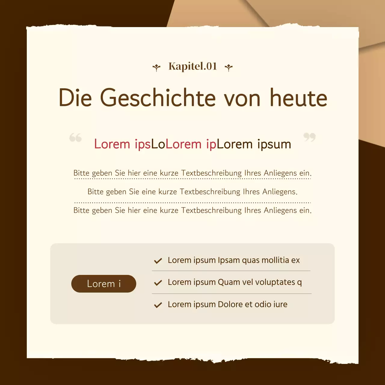 Förderung einer einfachen, braun-beigen Beratungslinie