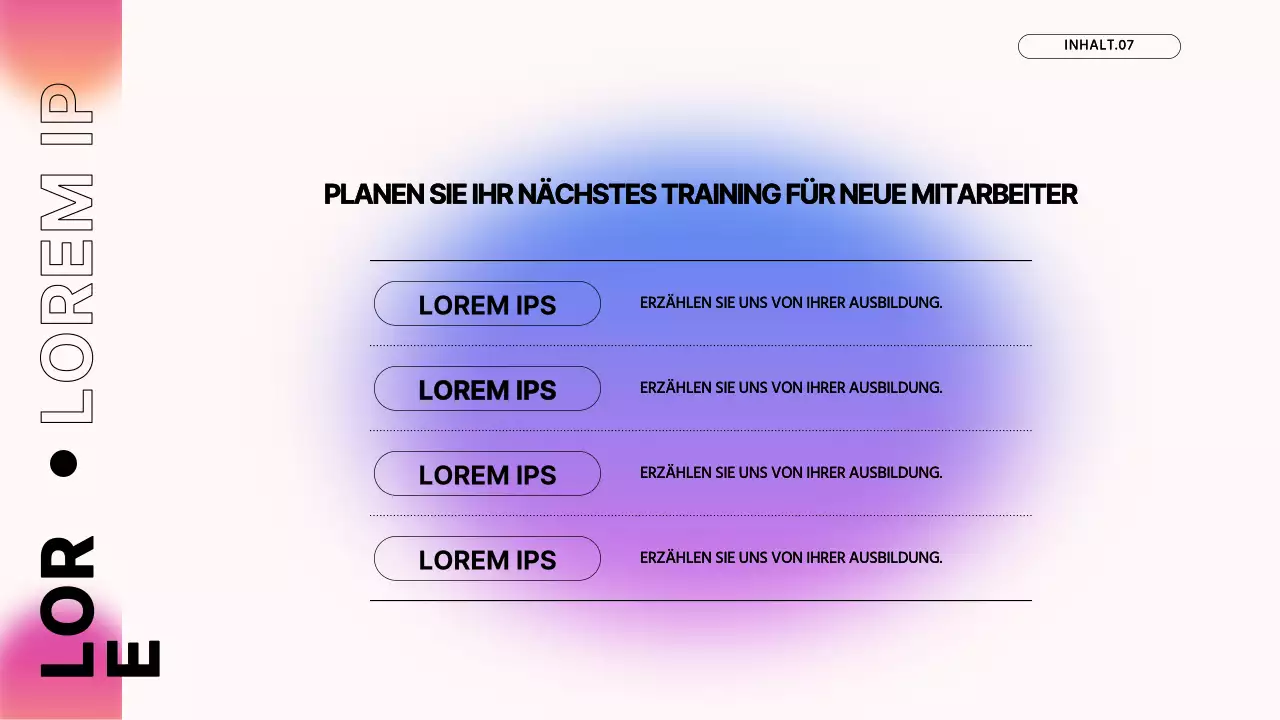 Pink's Modern Company Seminar für neue Mitarbeiter Schulungsunterlagen