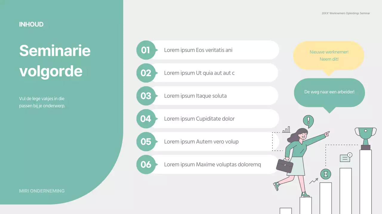 Groene en eenvoudige trainingsmaterialen voor onboarding-seminars voor nieuwe werknemers