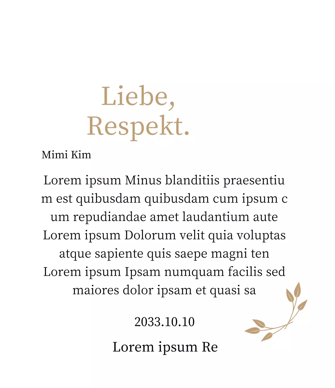 Edle Danksagungstafel mit Gold und Blättern