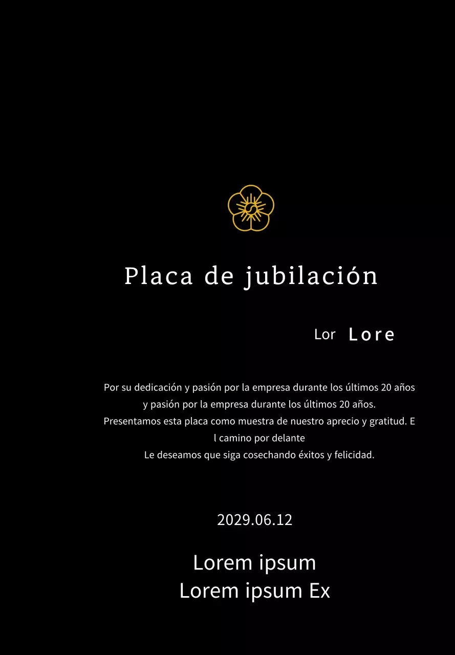Placa de agradecimiento con concepto de listado de Line Flower
