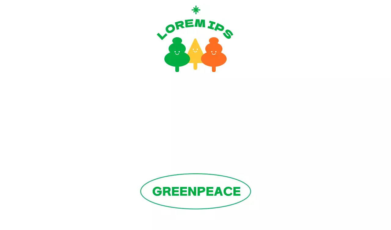Mercadoria do grupo ambientalista com ilustrações coloridas e engraçadas