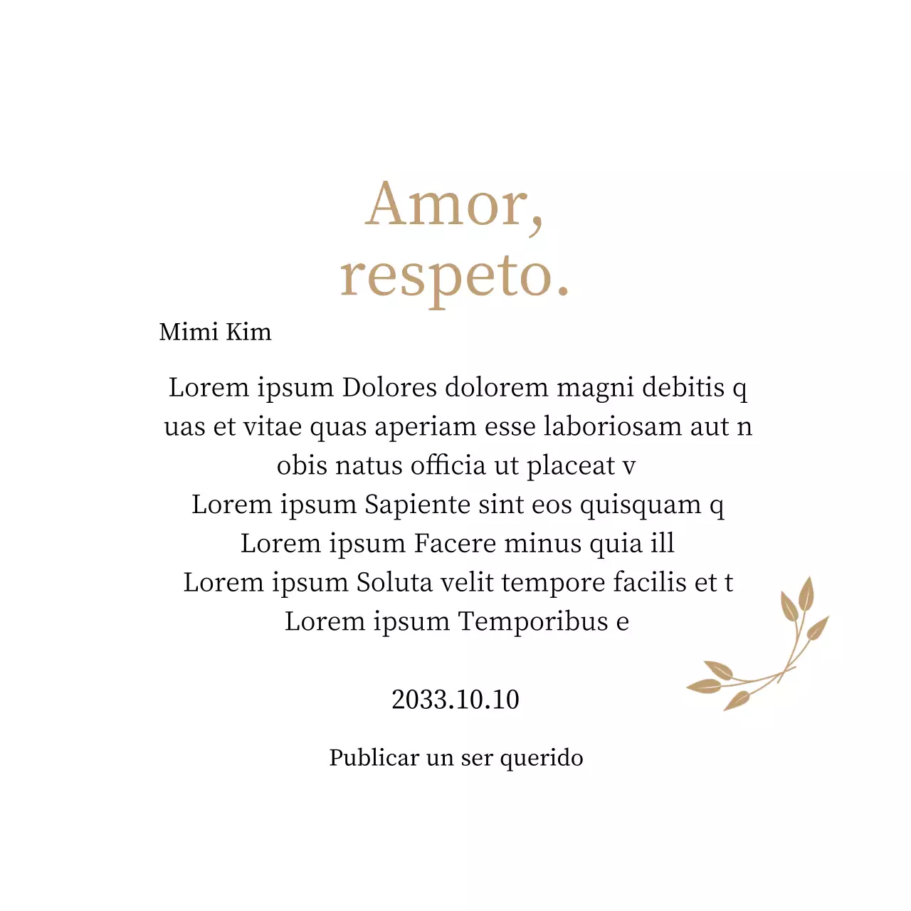 Elegante placa de agradecimiento con oro y hojas