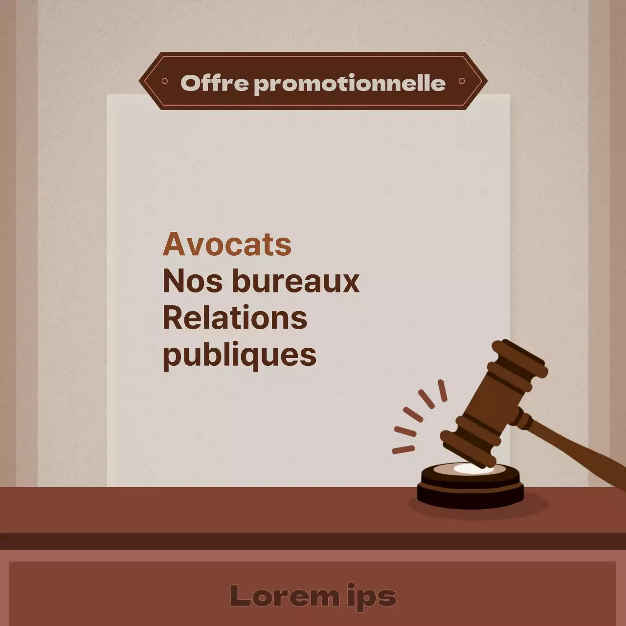 Promouvoir un bureau d'avocat simple dans les tons beige et marron