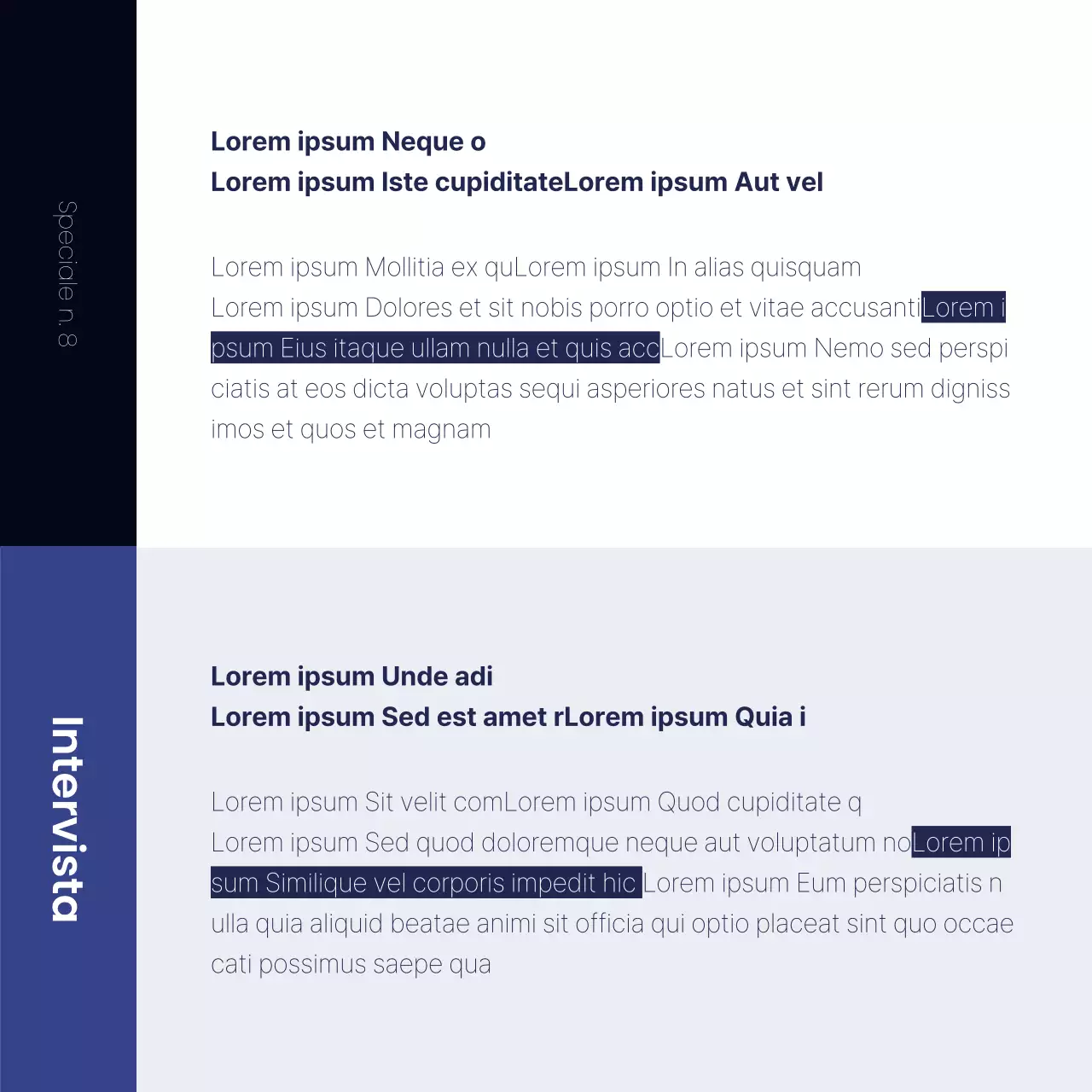 Un semplice post da colloquio aziendale in blu navy