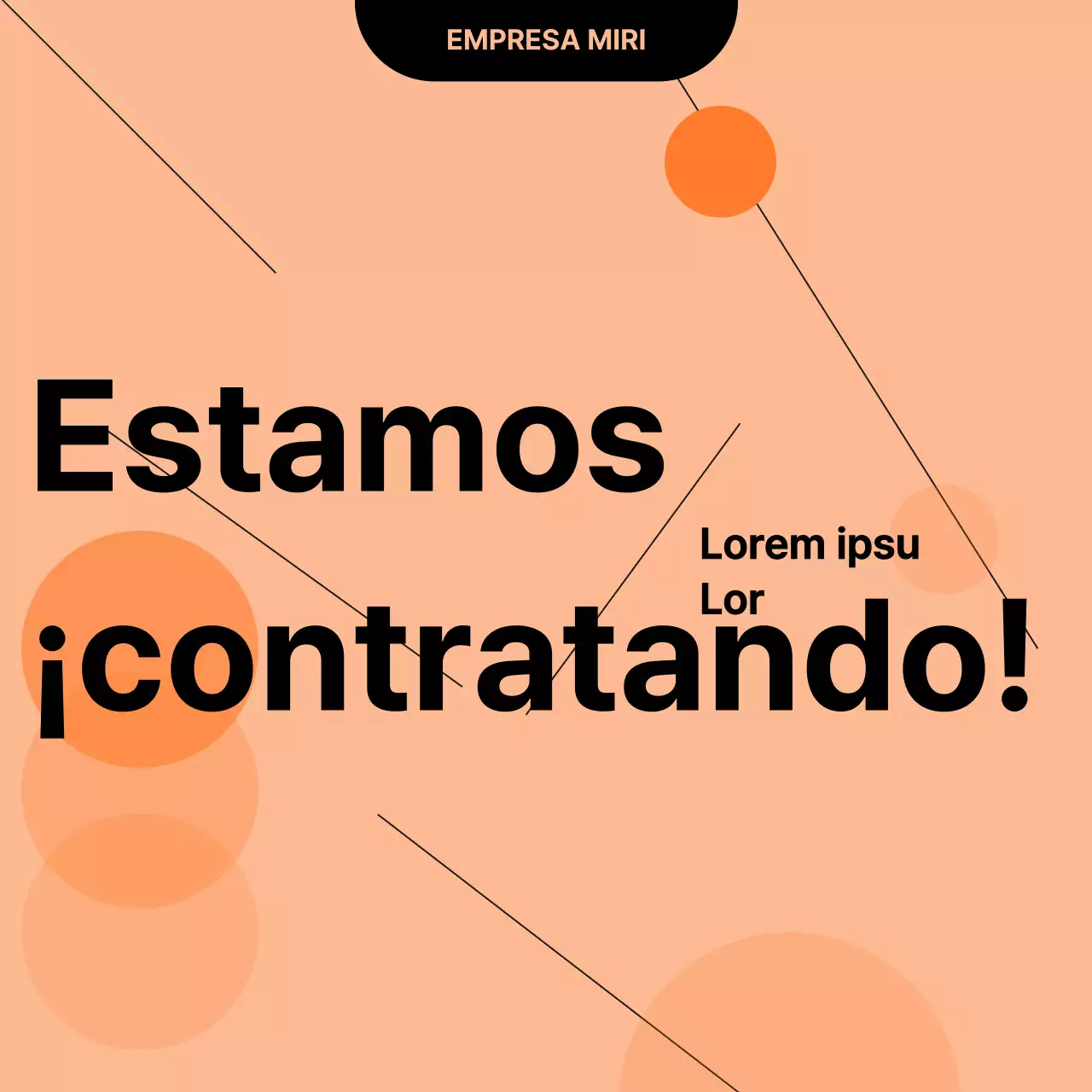 Una sencilla tarjeta de reclutamiento naranja y negraNoticias