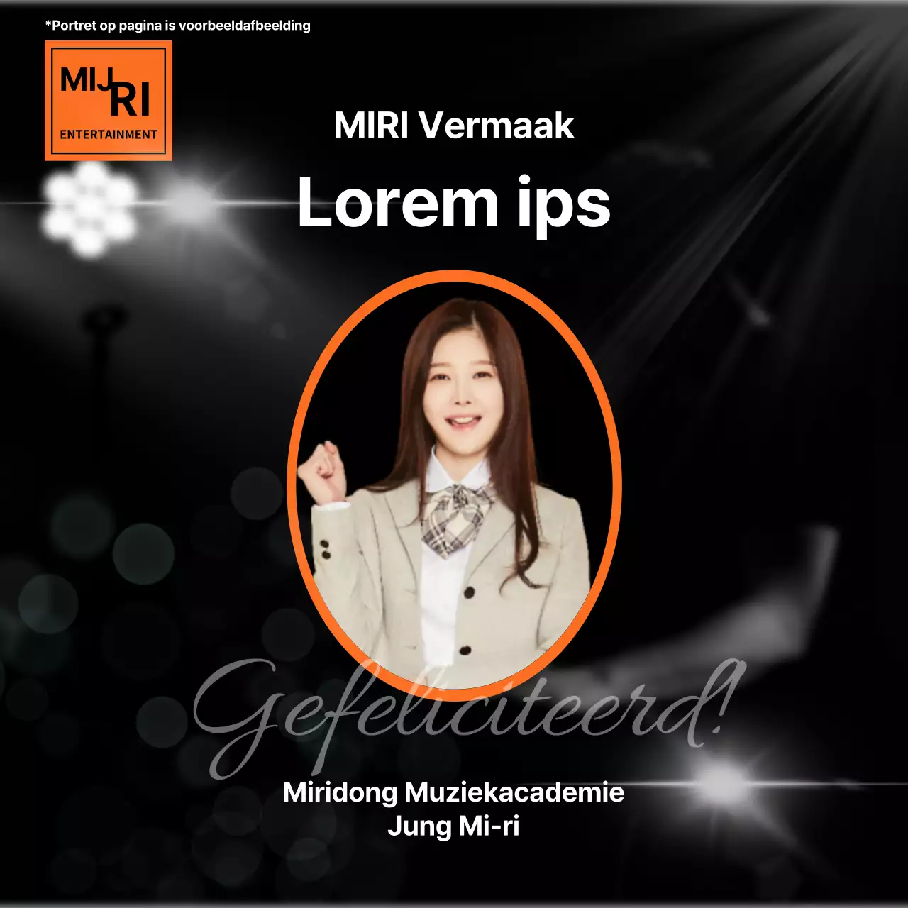 Moderne acceptatie aankondiging in zwart en oranje