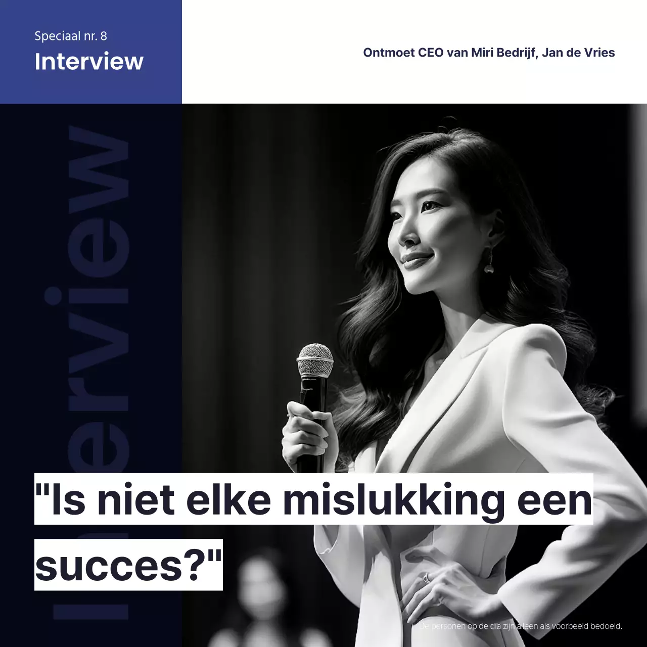 Een eenvoudige, marineblauwe interviewpost voor bedrijven